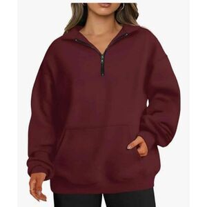 TAKEYAL Plus Size Half Zip Sweatshirt Burgundy Size 3X NWT